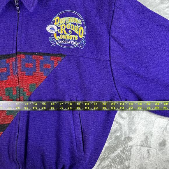 Vintage 90s Rodeo America Aztec wool purple bomber jacket size XL - Picture 5 of 8